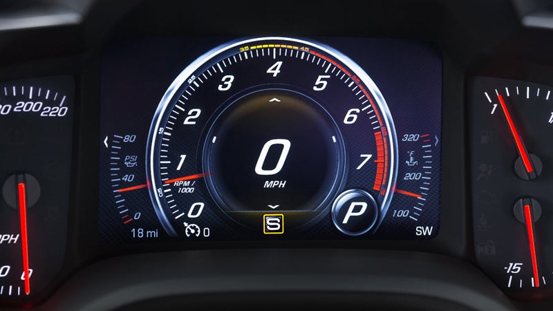 Car digital speedometer showing speed.