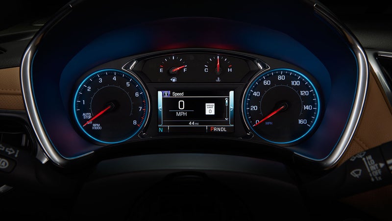 Close-up of the Chevrolet Equinox digital instrument cluster and speedometer.